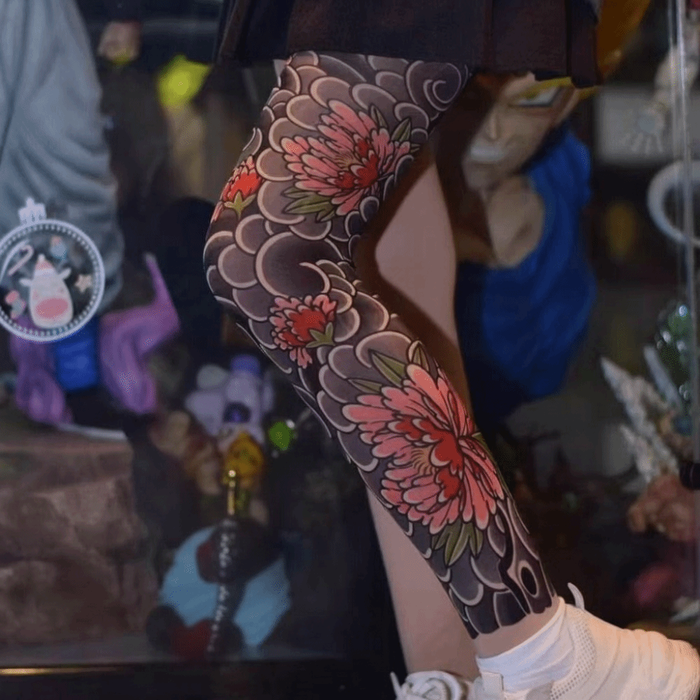 New Full Leg Fake Tattoo Socks - Fishing Socks ulasan dan harga