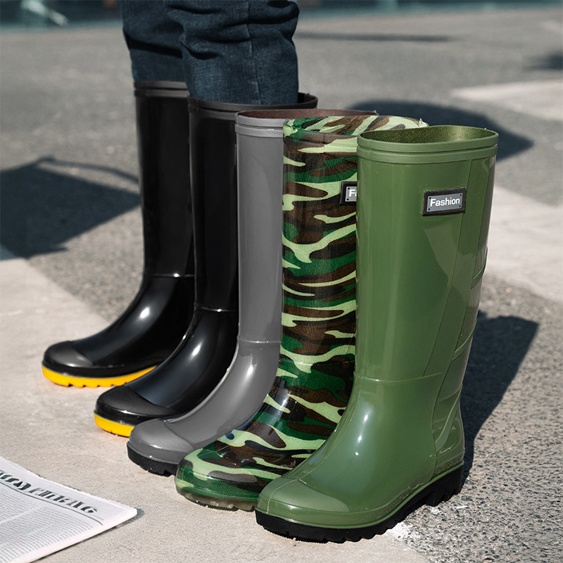 Men Fashion Long Tube Rain Boo - Fishing Boots ulasan dan harga